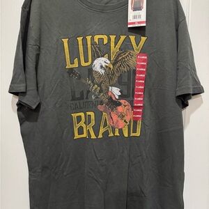 Lucky Brand Dark Gray Tee with Eagle and Guitar Graphic